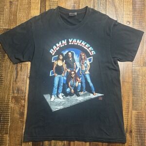 vintage 90s Damn Yankees 1993 World Tour Don't Tread Tshirt Black Hanes large